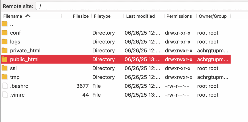 Find root directory contents